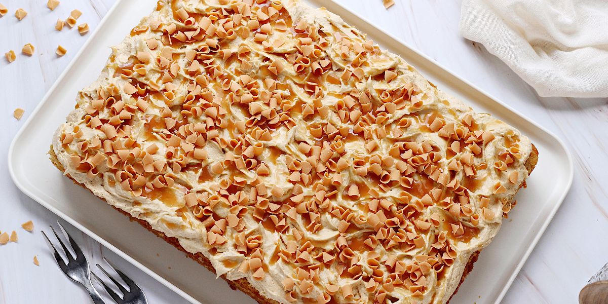 Oppskrift på karamellkake i langpanne