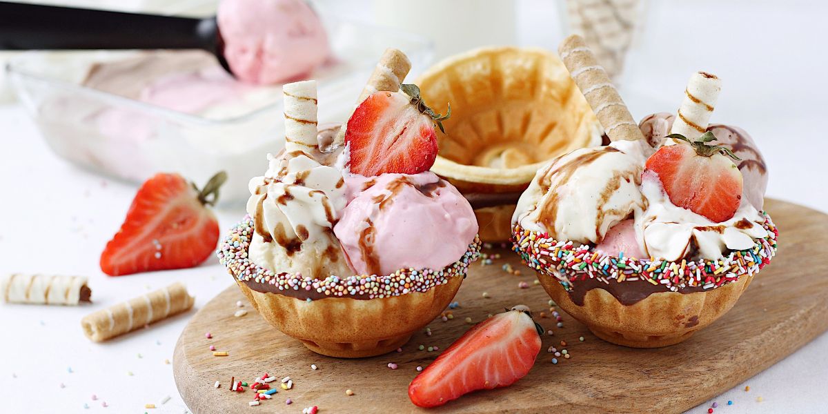 Oppskrift vaffelskåler med tress-is