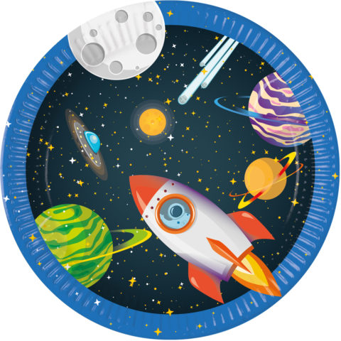 Papptallerken verdensrommet – Rocket Space, pk/8