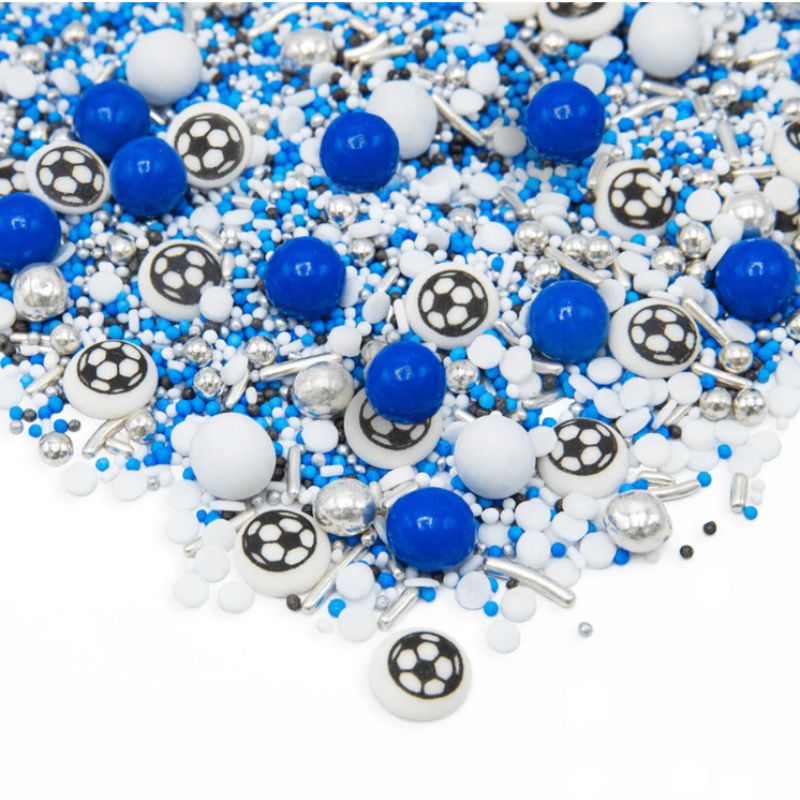 happy sprinkles kakestrø fotball blå