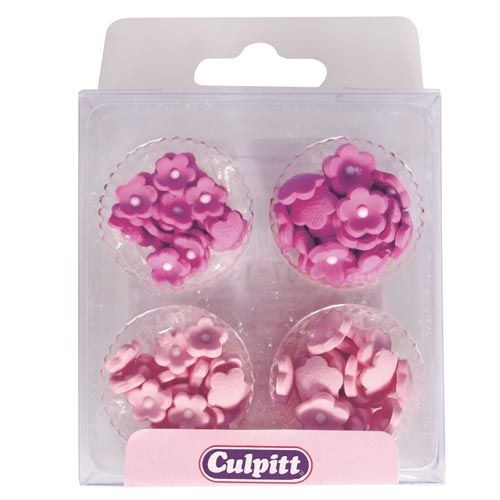 Culpitt Spiselig kakepynt Små rosa blomster pk/100