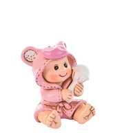 Kaketopp baby - Jente i pysj med rangle 6cm