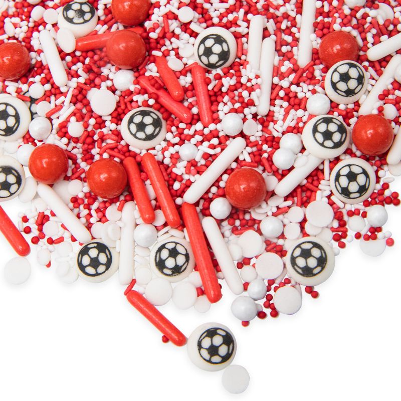 Rødt fotball kakestrø fra Happy Sprinkles