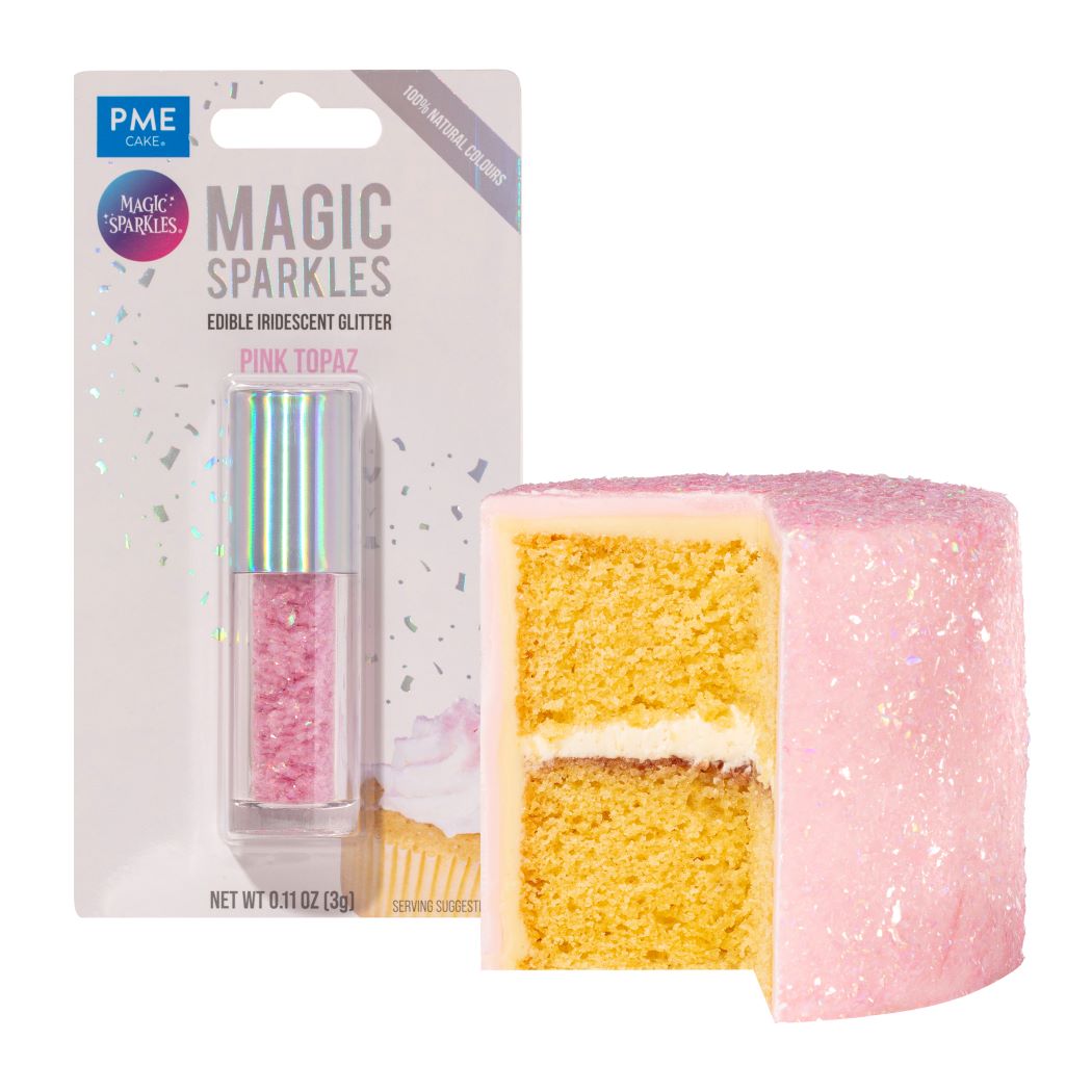 Magic sparkles spiselige glitterflak - pink topaz