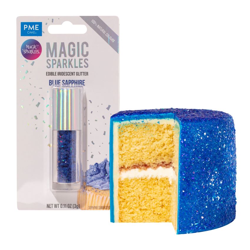Blått spiselig glitter til kake