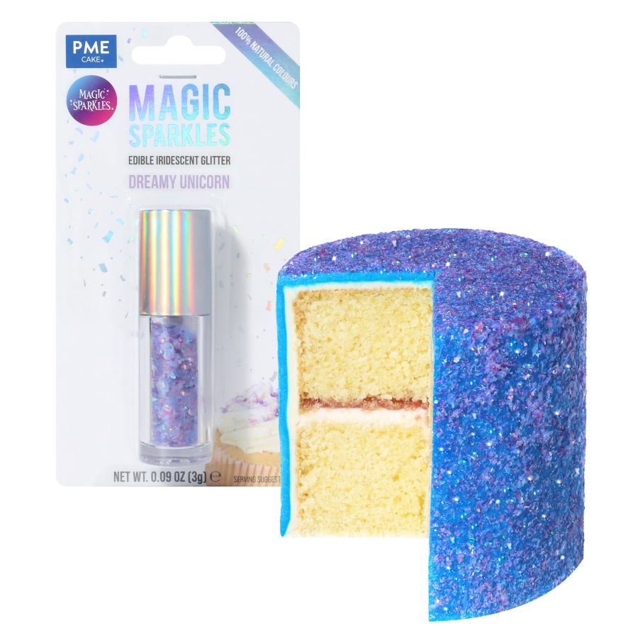 Spiselige glitterflak til kake - dreamy unicorn