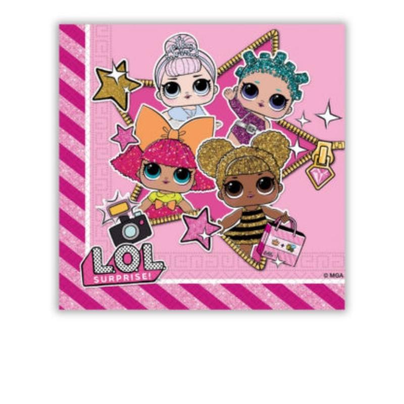 Rosa servietter fra L.O.L. Suprise! Glitterati