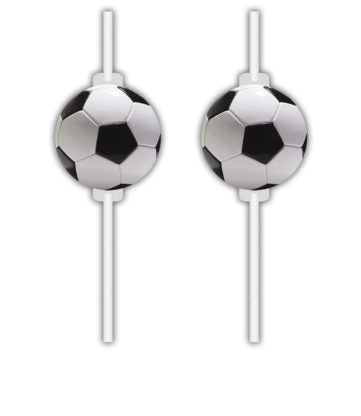 Sugerør med dekor - Fotball pk/4