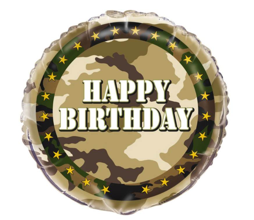 folieballong happy birthday kamuflasje