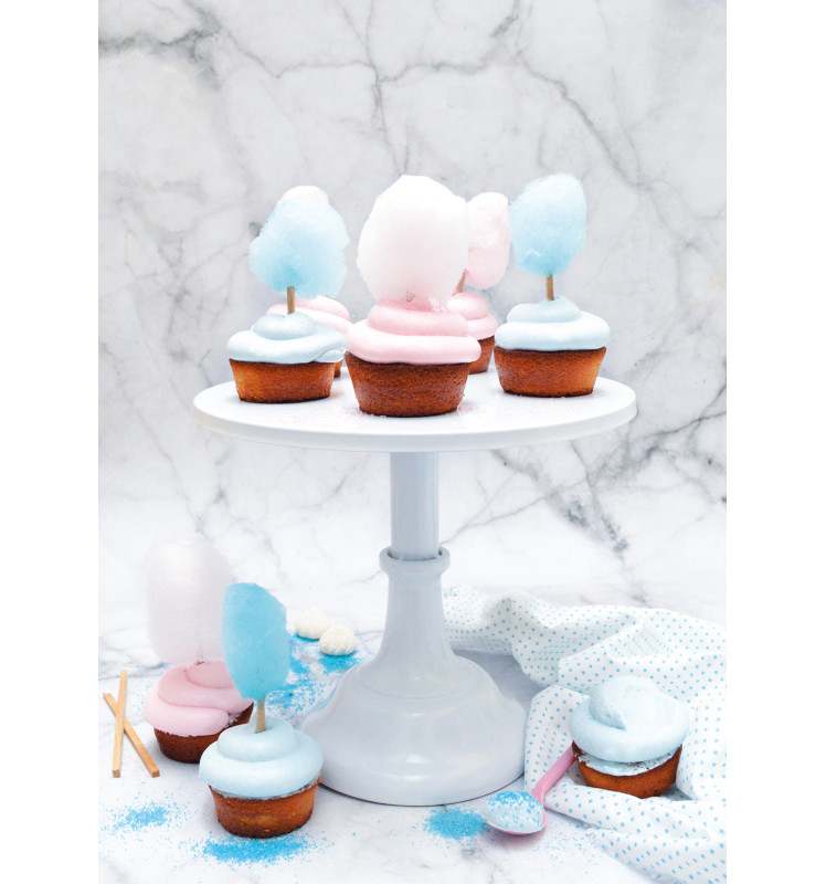 rosa og blått sukkerspinn