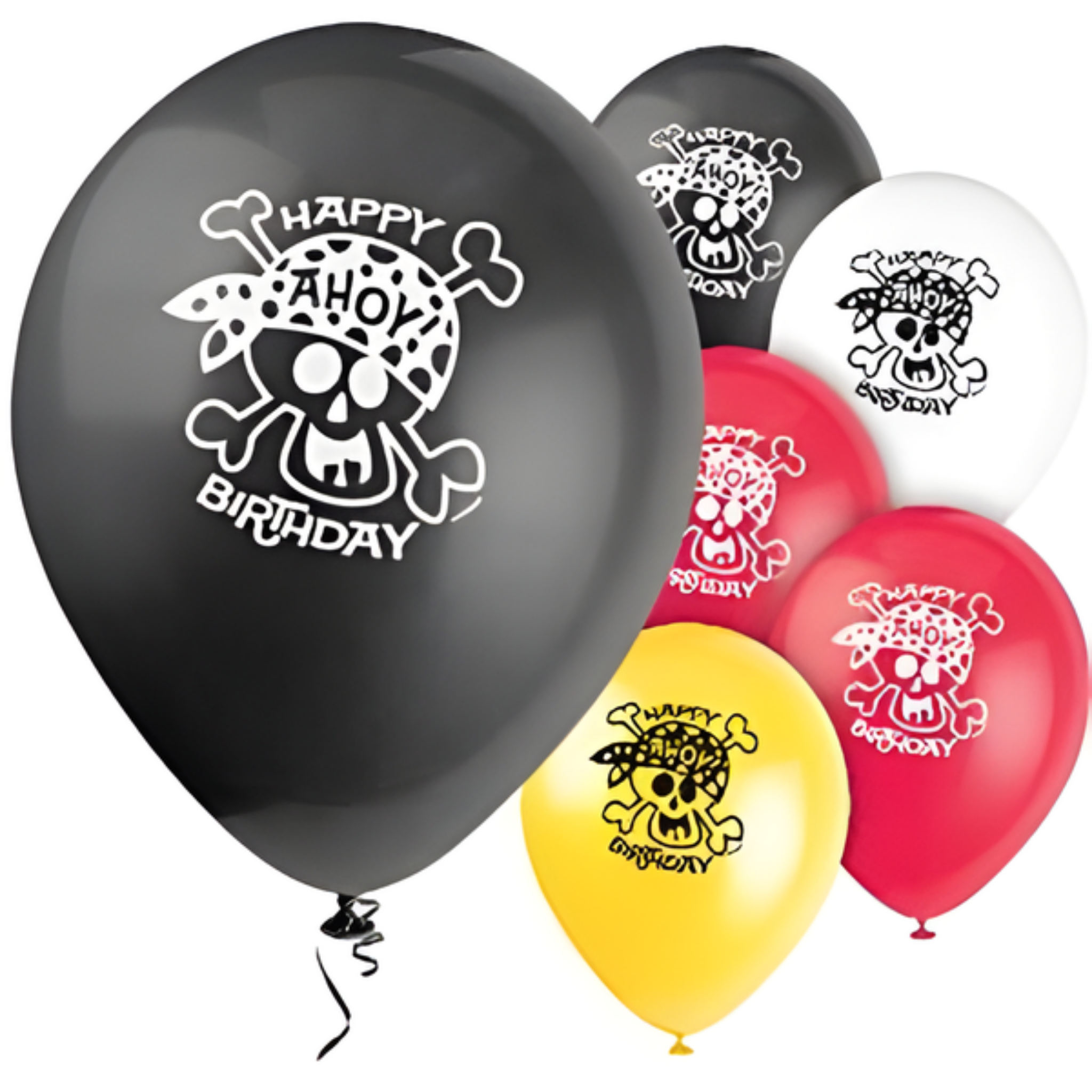 Pirate fun ballonger, 8 stk i farger med trykk