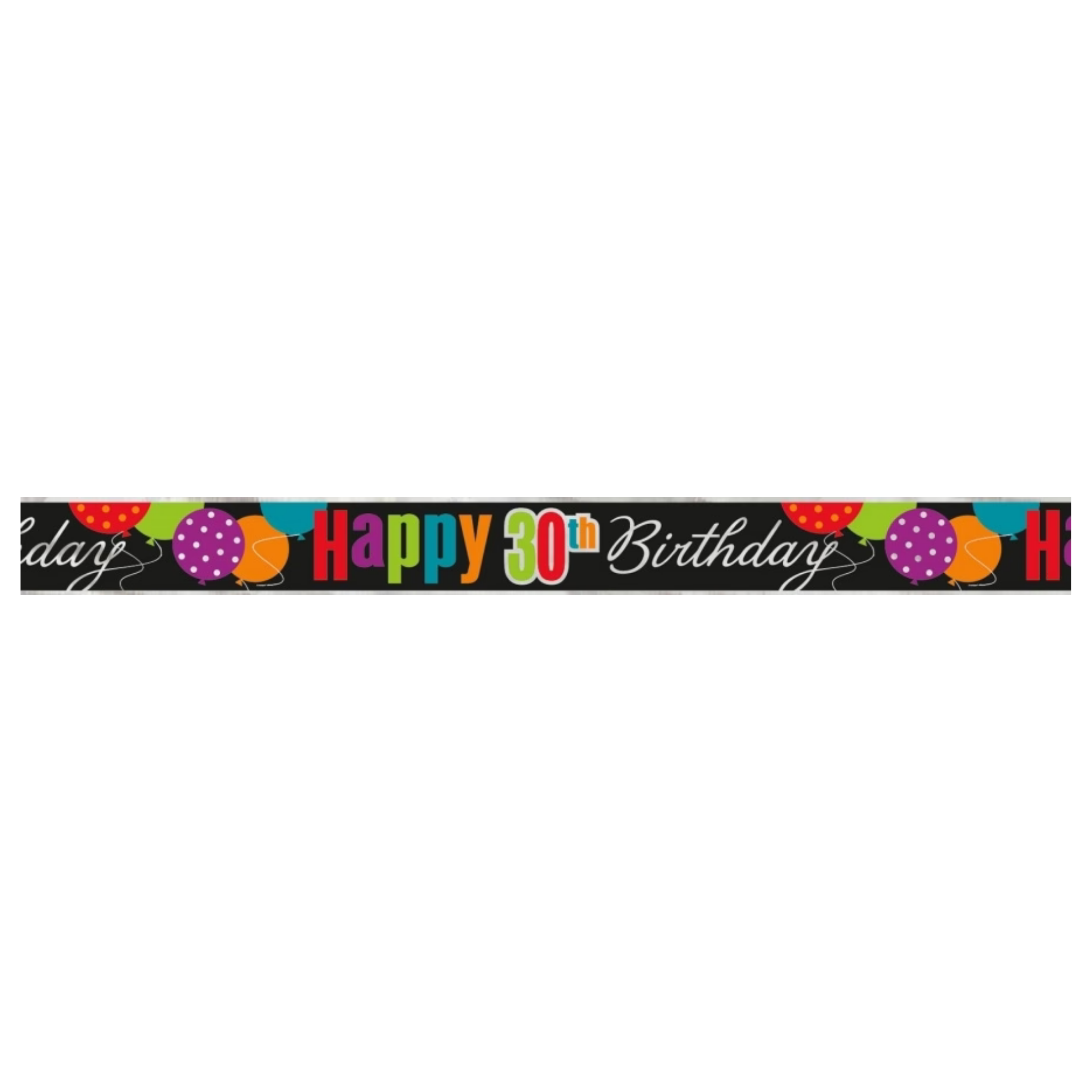 Bursdagsbanner -30- svart og farger. ca 3,6m