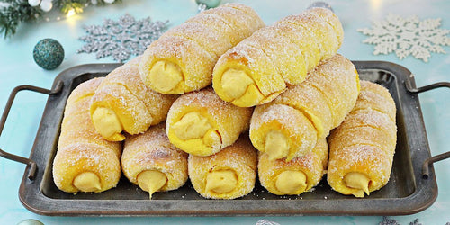 Oppskrift på Lussekatt cannoli fylt med vaniljekrem