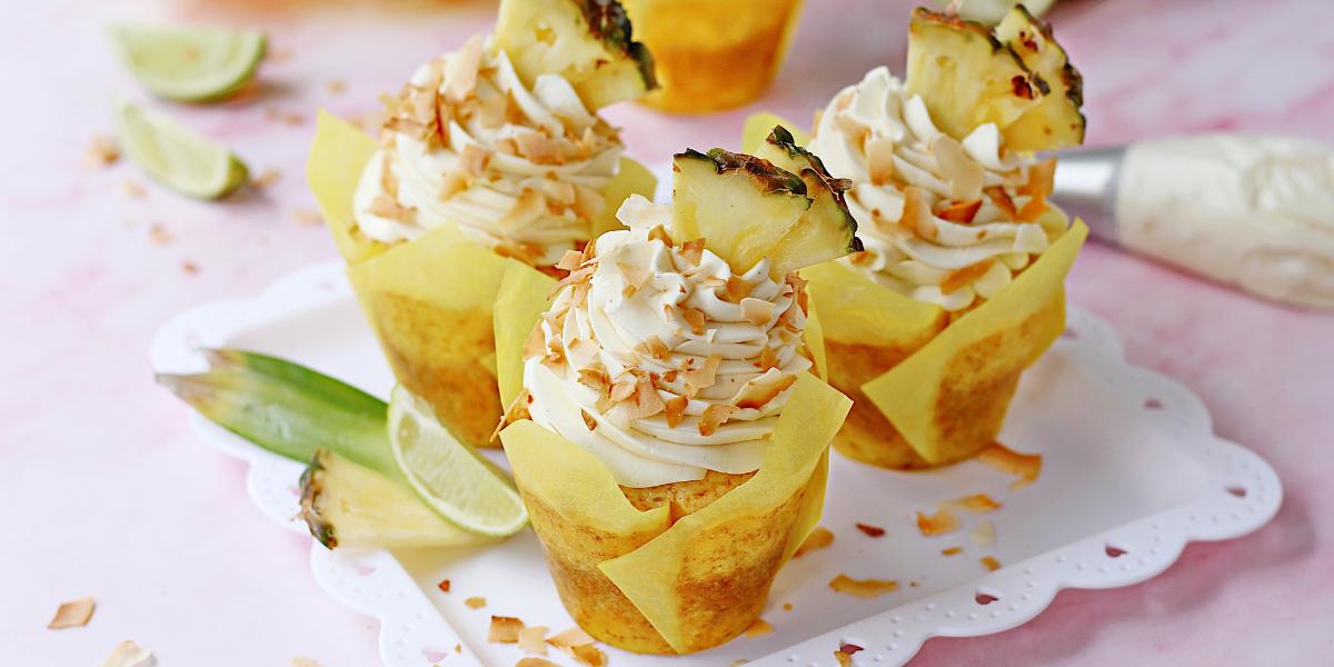 Pina colada cupcakes oppskrift