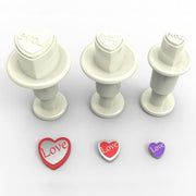 Dekofee Miniutstikker med stempel Hjerte Love sett/3
