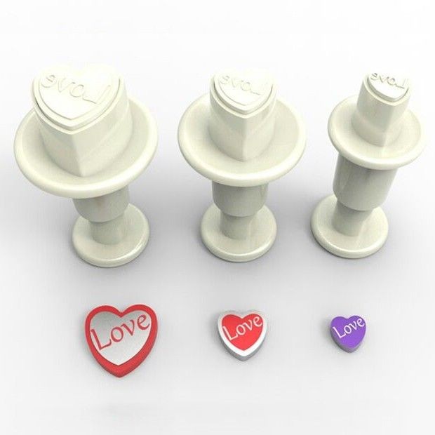 Dekofee Miniutstikker med stempel Hjerte Love sett/3