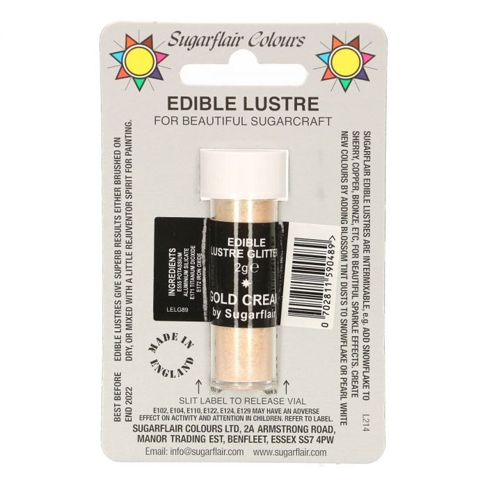 Sugarflair spiselig glitter Gold Cream, 2g