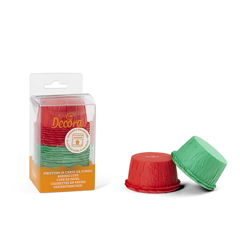 Decora Muffinsformer, Ruffled -Rød og Grønn- pk/25