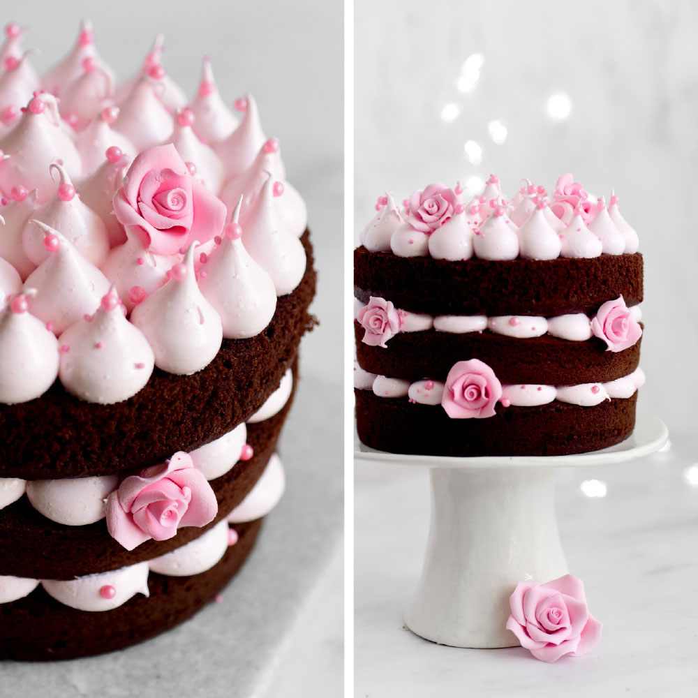 Spiselig kakepynt roser rosa