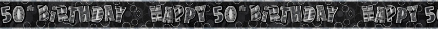 Banner, svart metallic "50th"