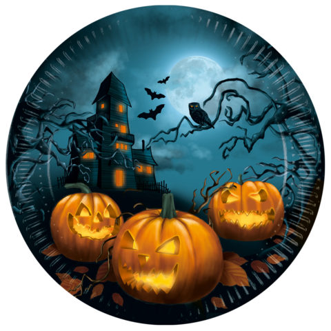 Papptallerken -Halloween sensations- 23cm, pk/8