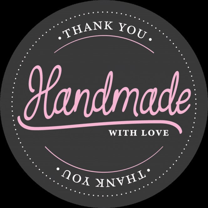 Klistermerker Svart -Handmade with love- pk/100