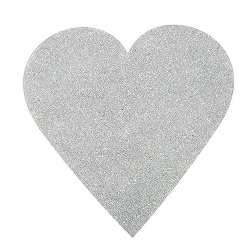 Hjertedekor/cutouts, 6 stk med glitter