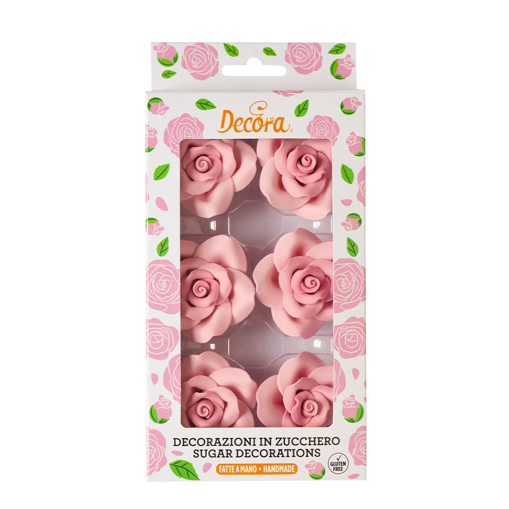 Decora Store Sukkerroser – Rosa Spiselige Kakedekorasjoner