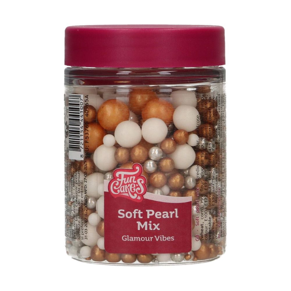 FunCakes Myke Perler Mix Glamour Vibes, 80g <p class="" data-start="143" data-end="466">Gi kakene dine en luksuriøs finish med <strong data-start="182" data-end="224">FunCakes Myke Perler Mix Glamour Vibes ! Denne elegante blandingen av skinnende perler i ulike størrelser gir en sofistikert touch til enhver festkake. Med sin myke bite er de perfekte for både barn og voksne. Bruk dem til nyttårskak