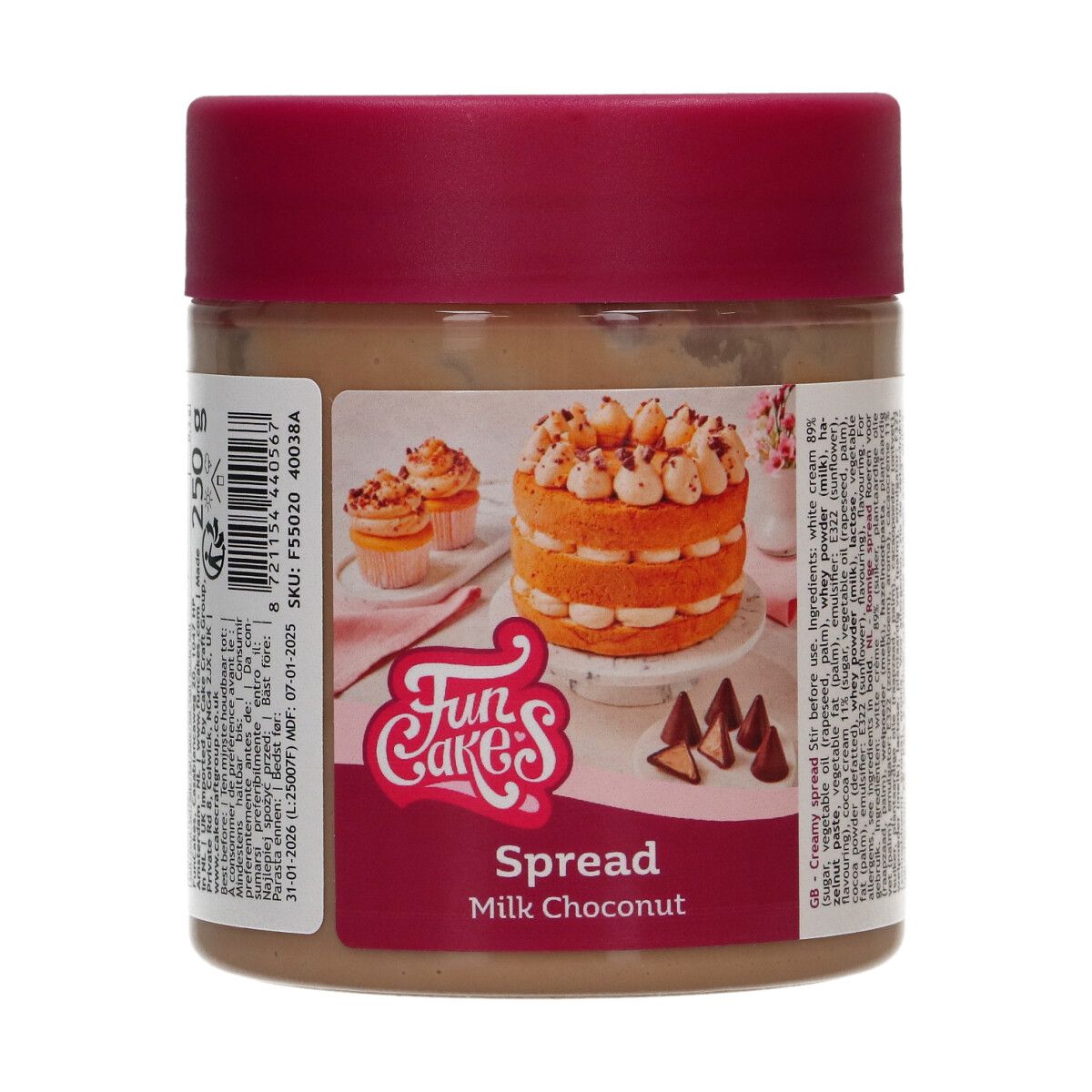 FunCakes Spreads Melkesjokolade- og hasselnøttkrem – 250g