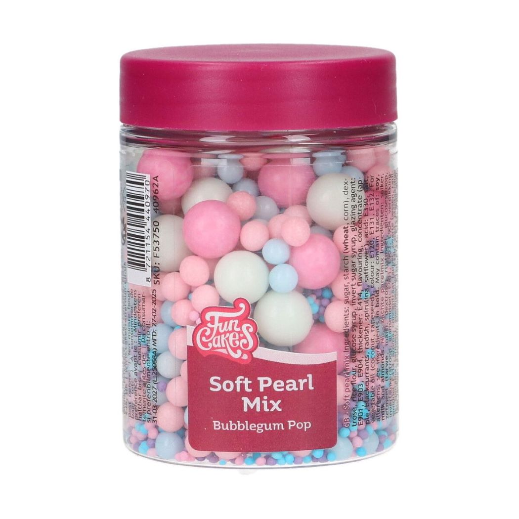 FunCakes Myke Perler Mix Bubblegum Pop, 80g <p class="" data-start="143" data-end="451">Gi kakene dine et lekent og fargerikt preg med <strong data-start="190" data-end="232">FunCakes Myke Perler Mix Bubblegum Pop ! Disse sukkerperlene i ulike størrelser har en myk bite og en skinnende finish som passer perfekt til bursdagskaker, festlige cupcakes og fantasifulle desserter. En morsom detalj for bå