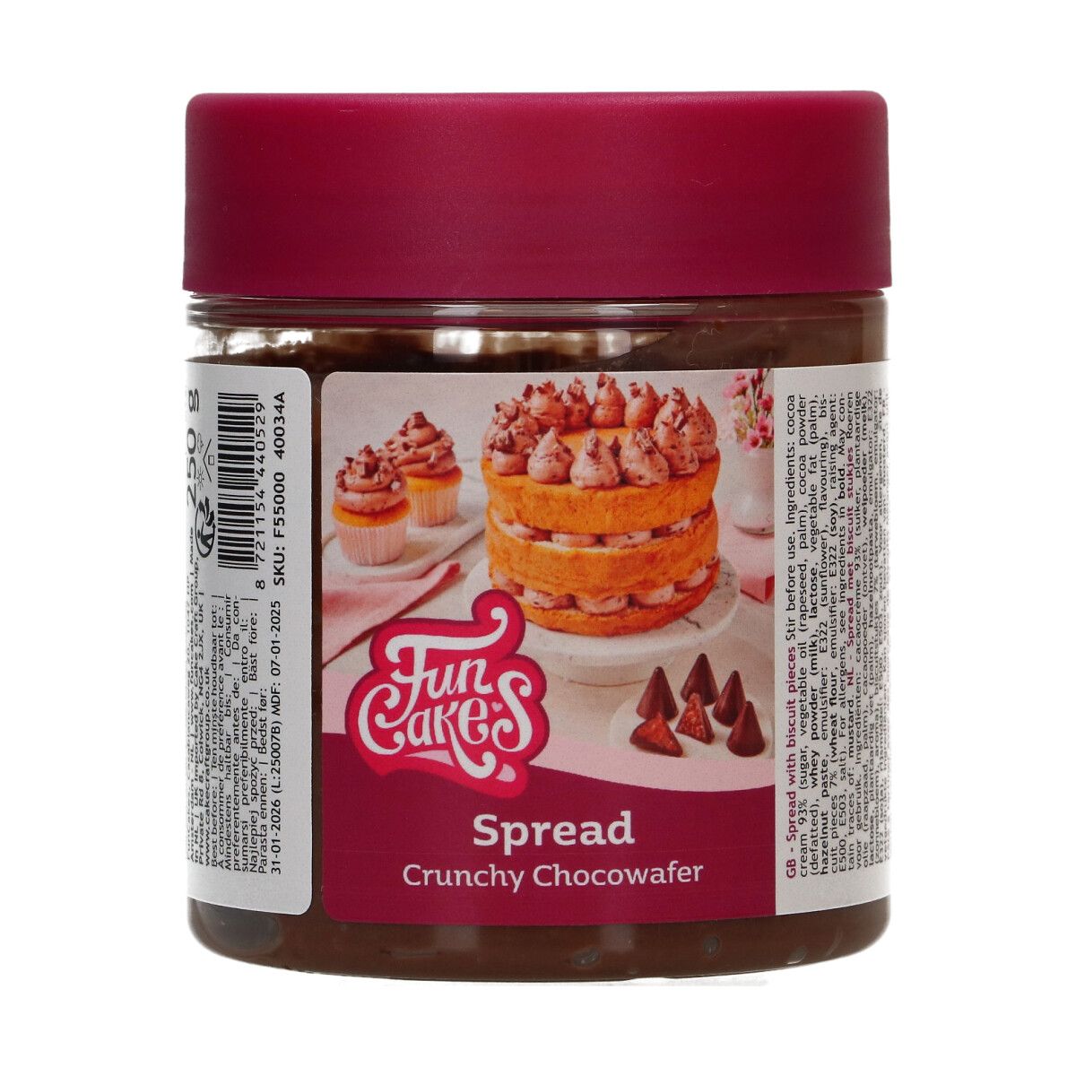 FunCakes Spreads - Sjokoladekrem Crunchy Chocowafer, 250g