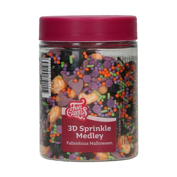 FunCakes Strøssel Medley -Faboolous Halloween-, gresskar, heksehatter, perler, 3D-former, 70 g