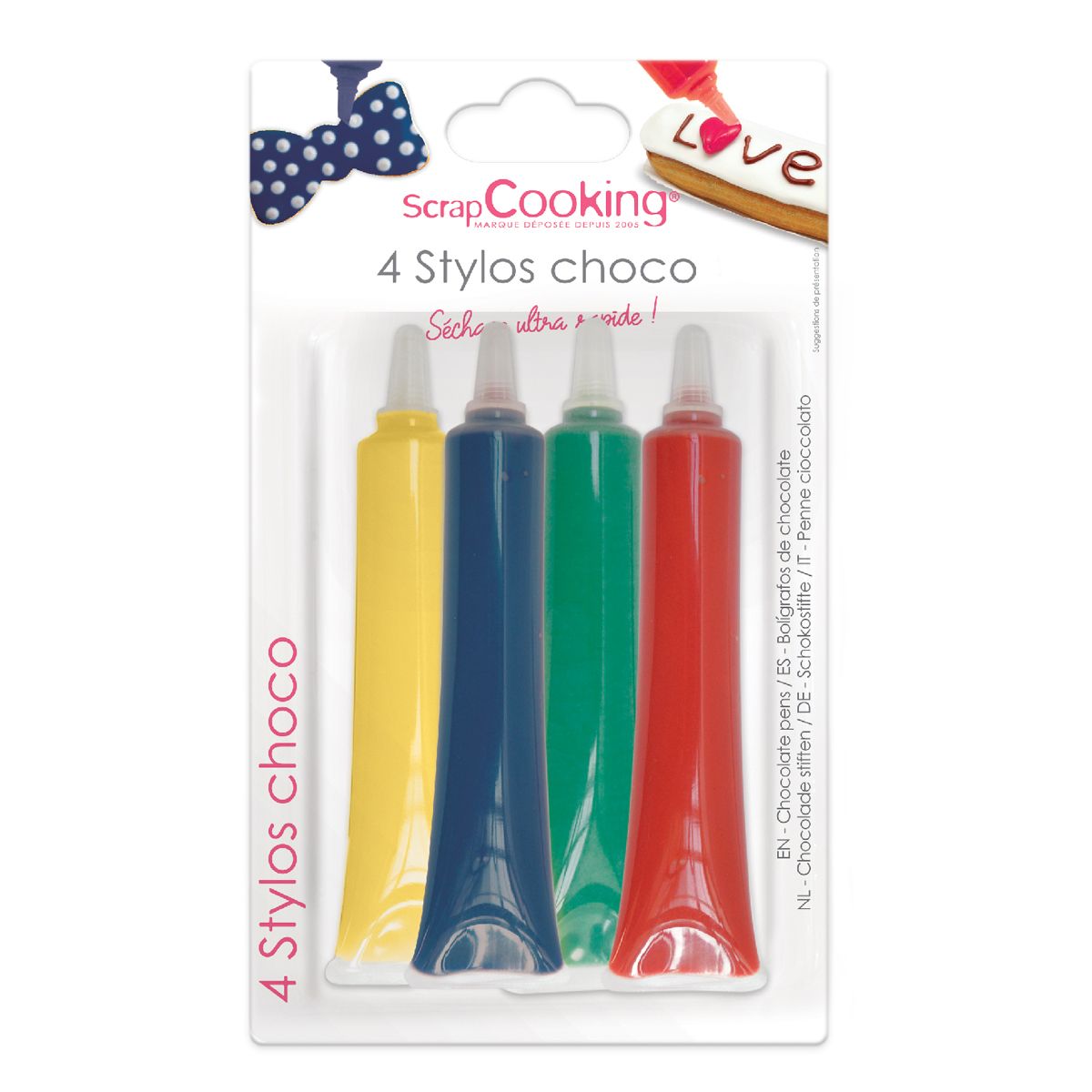 ScrapCooking Choco Penner – Sett med 4 Primærfarger for Rask Dekorasjon