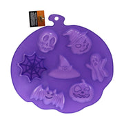 Wilton Silikonform - Halloween - Spøkelse / Heksehatt / Flaggermus / Gresskar / Hodeskalle / Spindelvev, Lilla