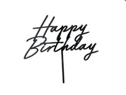 Kaketopp i akryl - Happy Birthday - Svart