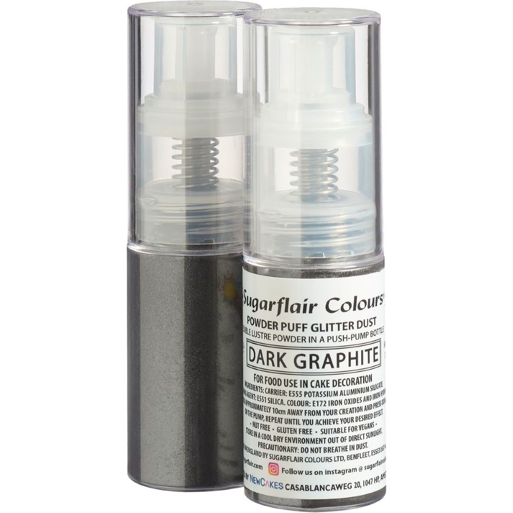 Sugarflair Spiselig Glitter Spray – Mørk Grafitt 10g (E171-fri)