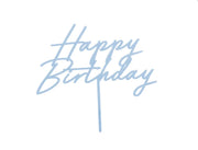 Kaketopp i akryl - happy birthday - lys blå