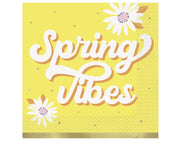 Spring Daisies "Spring Vibes" Lunsjservietter – Pakke med 20 (Foliert Preg)