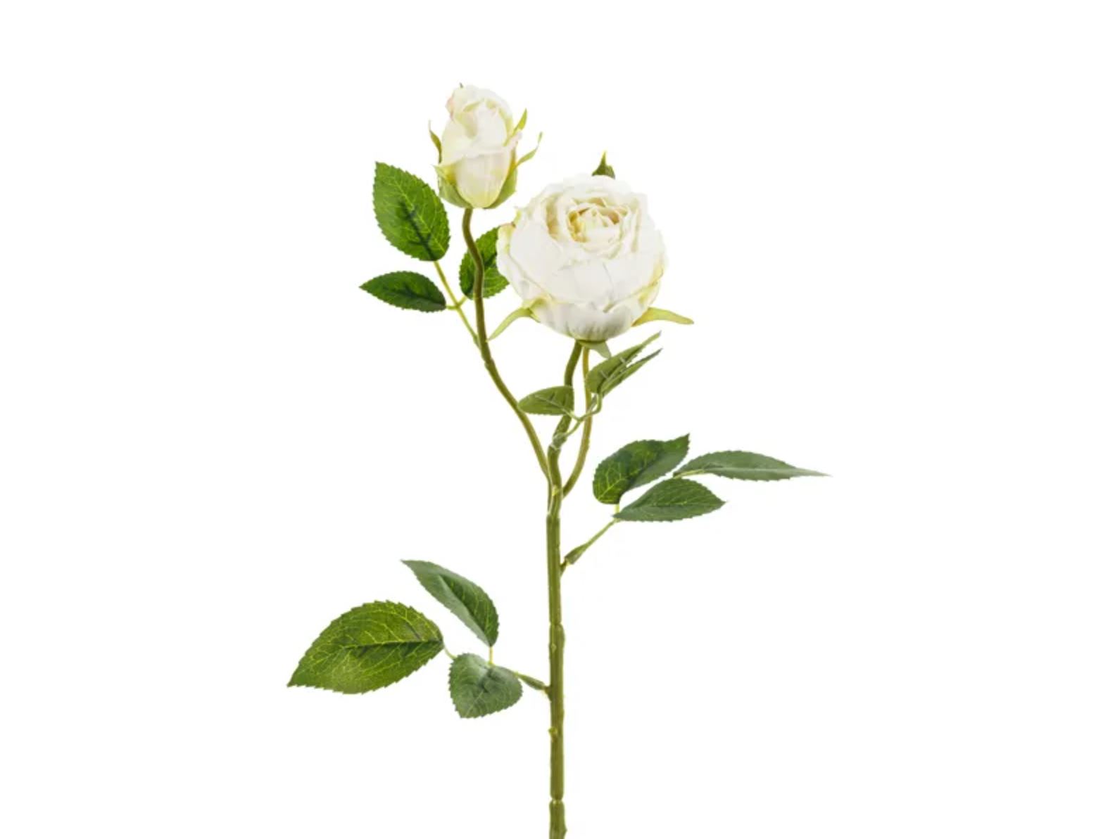 Kunstige Roser, to knopper - Hvit, 55cm
