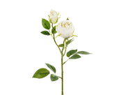 Kunstige Roser, to knopper - Hvit, 55cm