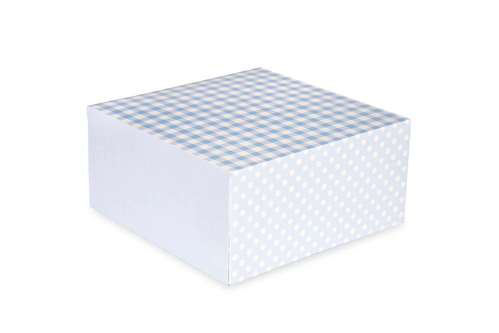 Kakeboks - Blå gingham - 26x26x12,5 - pk/1