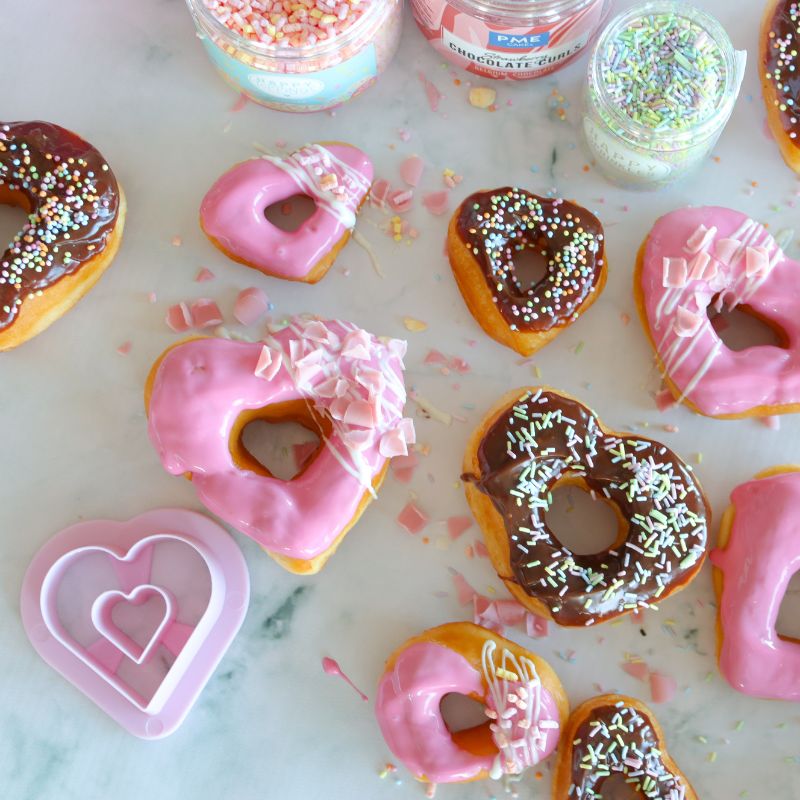 Hjerteformede donuts