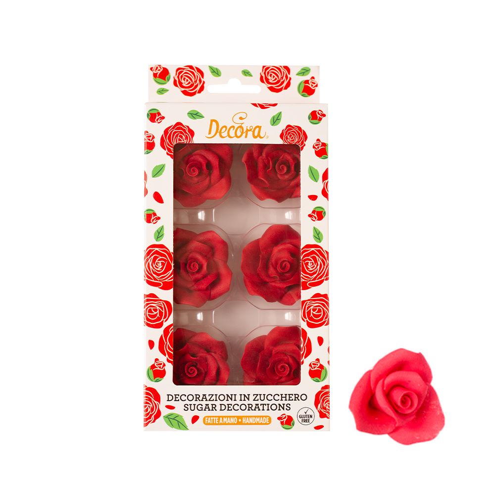 Decora Sukkerroser – Store Røde Blomster for Elegant Kakedekorasjon