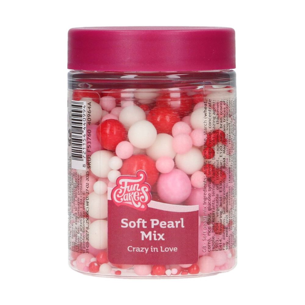 FunCakes Myke Perler Mix Crazy in Love, 80g <p class="" data-start="143" data-end="454">Gi kaker, cupcakes og kjeks en romantisk touch med <strong data-start="194" data-end="236">FunCakes Myke Perler Mix Crazy in Love ! Denne blandingen av myke sukkerperler i ulike størrelser har en skinnende finish og passer perfekt til <strong data-start="341" data-end="385">Valentinsdagen, morsdag og bryllupska