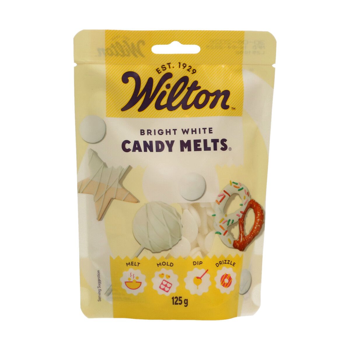 Candy Melts Ekstra hvit 125g <h1>Wilton Candy Melts® 125g - Bright White</h1>
   Din hemmelige ingrediens for perfekte kakepynt og søte kreasjoner!  
 Candy Melts® fra Wilton er ikke bare smelteglasur - det er din billett til et univers av kreative muligheter! Denne rene, hvite smelteglasuren er som en kunstners hvite lerret, klar til å forvandle dine bakeverk til vakre mesterverk. Enten du drømme