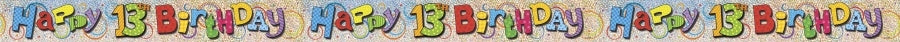 Foilbanner til 13årsdag, ca 3,6m