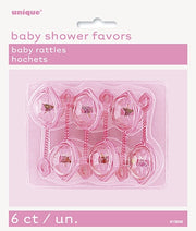 6 rosa babyrangle til dekor ca 6,5 x 2,5cm