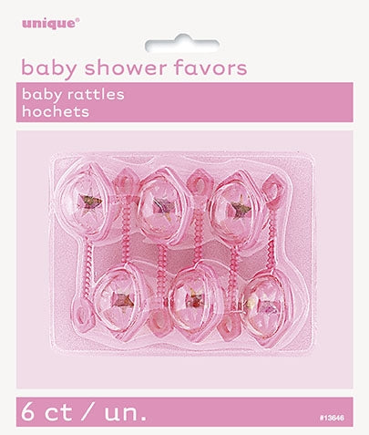 6 rosa babyrangle til dekor ca 6,5 x 2,5cm
