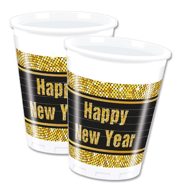 Happy New Year engangskopper, 8stk